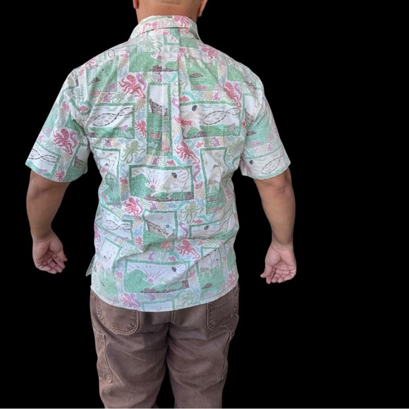 Reyn Spooner Dietrich Varez Aloha Shirt Full Button Ocean Spear Fishing Medium - Picture 4 of 6